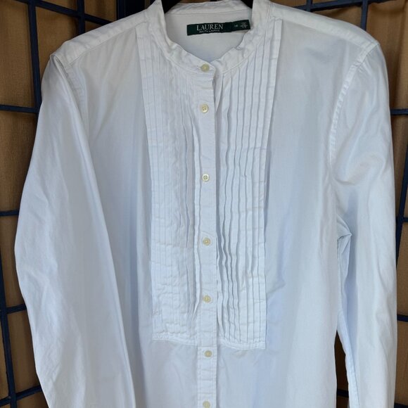 Lauren Ralph Lauren Tops - Timeless Lauren Ralph Lauren 16p white button-down shirt elegant pintuck detail